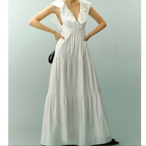Reformation NWT Fairfield White Ruffle Maxi Dress size 0 - Picture 2 of 13